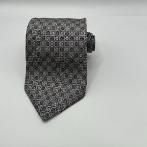Vintage Hardy Amies London Gray Multicolor Geometric Silk Tie 3.5" x 58"